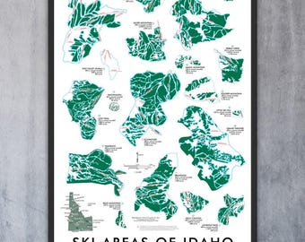 Ski Areas of Idaho (13 in x 19 in)