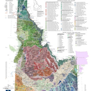 Idaho Mountain Ranges and Landforms 24 in x 20 in image 2