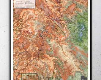 Moab Utah Map (24 inch x 20 inch)