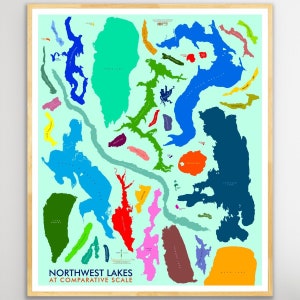 Northwest Lakes at Comparative Scale (24 in x 20 in)