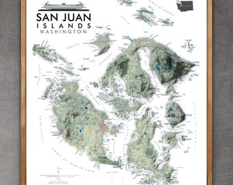 San Juan Islands Washington Map (24 in x 20 in)