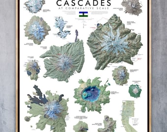 Cascades at Comparative Scale (24 in x 20 in)