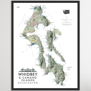 Whidbey Island Washington Map (24 in x 18 in)