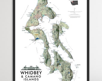 Whidbey Island Washington Map (24 in x 18 in)