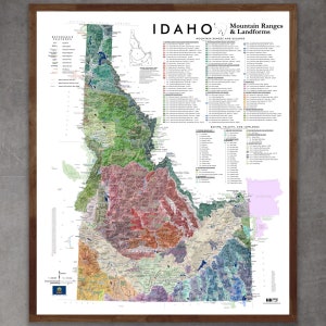 Idaho Mountain Ranges and Landforms (24 in x 20 in)