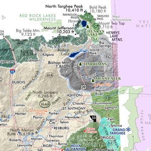 Idaho Mountain Ranges and Landforms 24 in x 20 in image 5