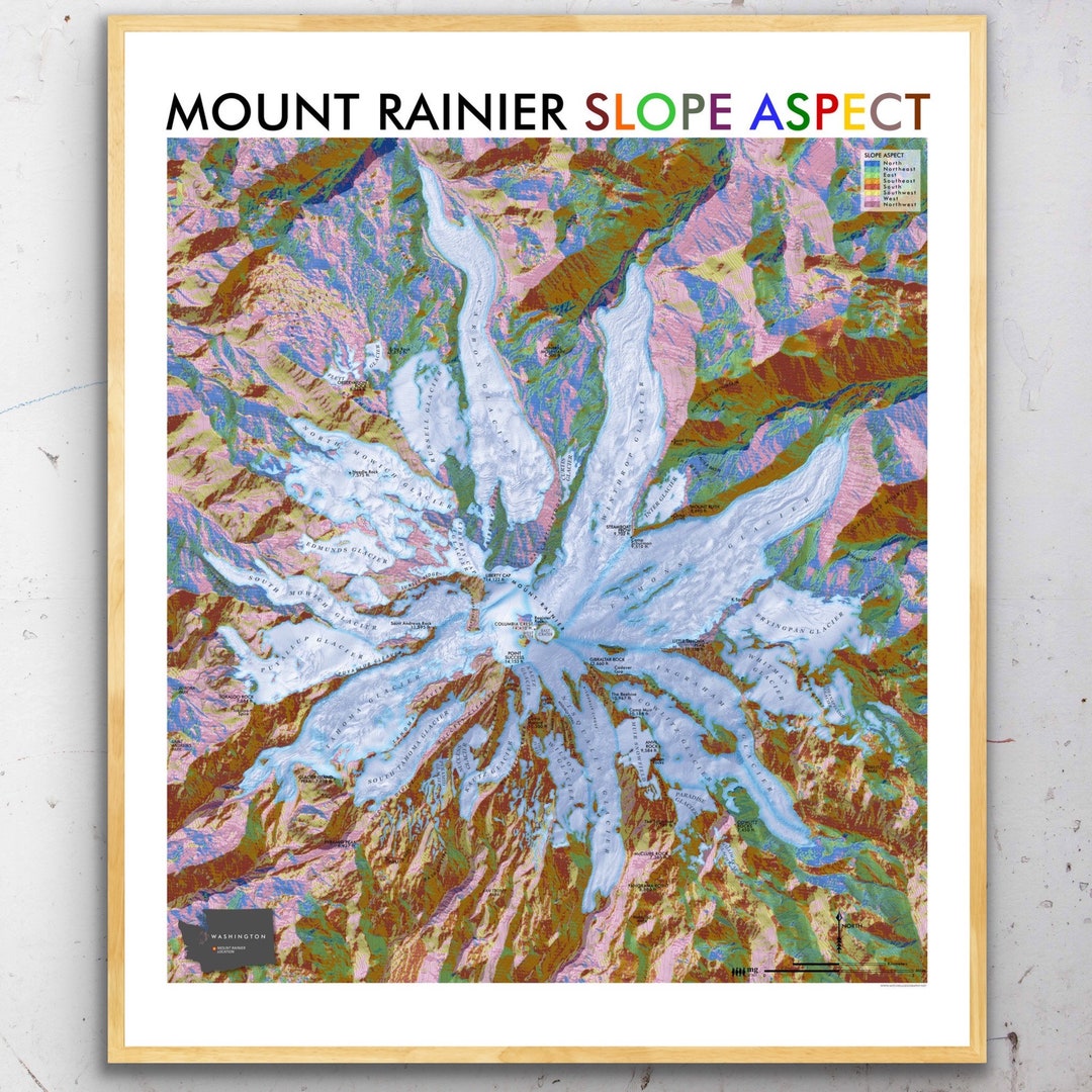 Mount Rainier Slope Aspect Map (24 in 20 In) - Etsy