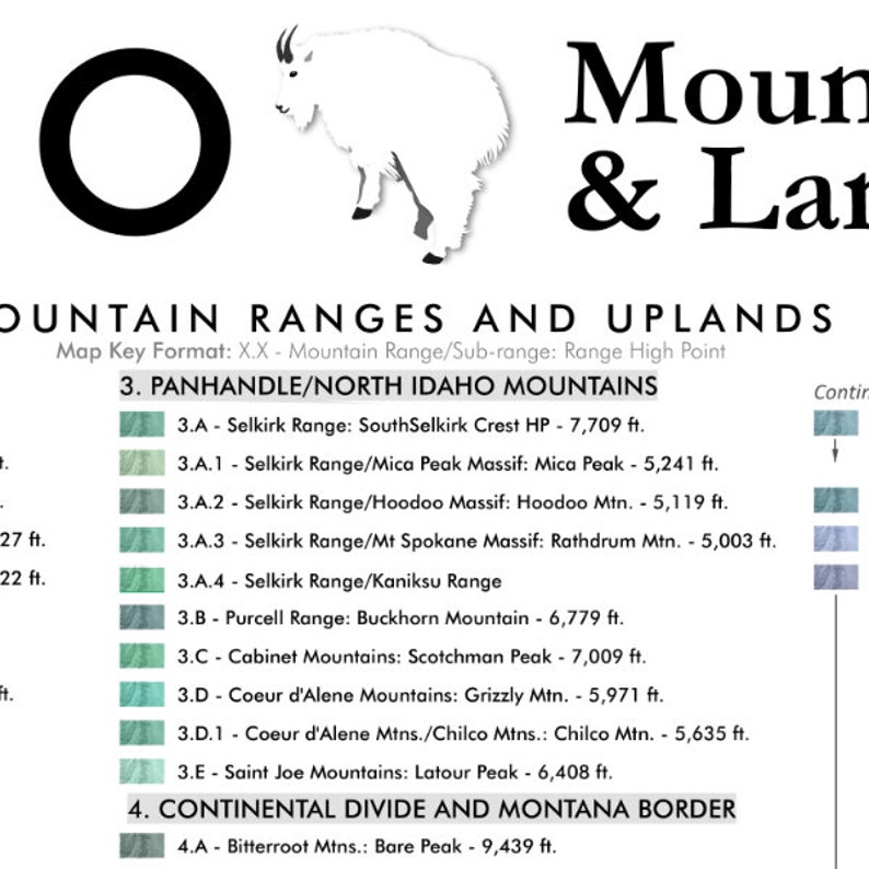 Idaho Mountain Ranges and Landforms 24 in x 20 in image 4