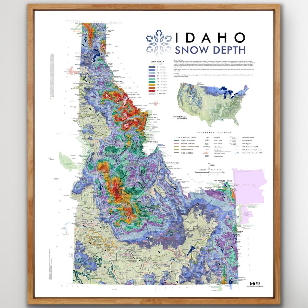 Idaho Snow Depth 24 in X 20 In Etsy