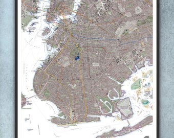 Brooklyn, New York Map (24 inch x 20 inch)