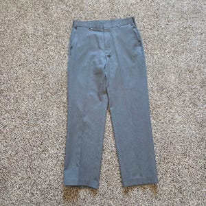 Vintage Levis Action Slacks Mens 33x32 Gray Dacron Polyester Dress Pants 113-011