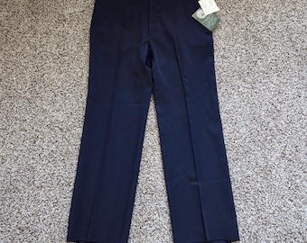 NWT Jaren 70 Retro 36 x 31 "Magic Stretch" Haggar-broek marineblauwe pantalon dacron NIEUW
