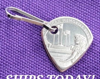 Coin Guitar Pick With Key Ring. American Memorial Park Quarter. Handmade Guitar Pick. American Memorial Park. Guitar Pick. SHIPS TODAY!