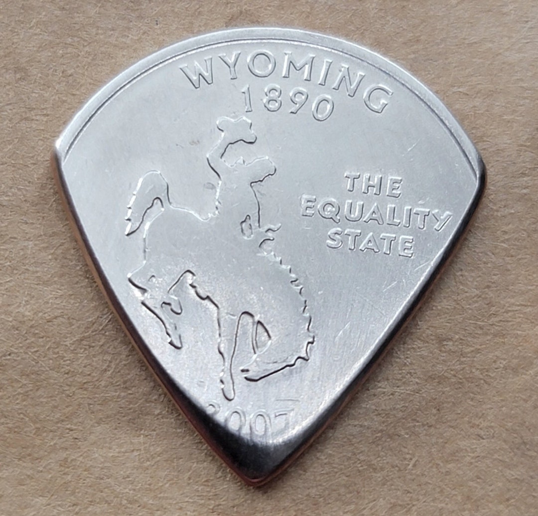 Coin Guitar Pick. Wyoming State Quarter. Handmade Guitar Pick. Wyoming