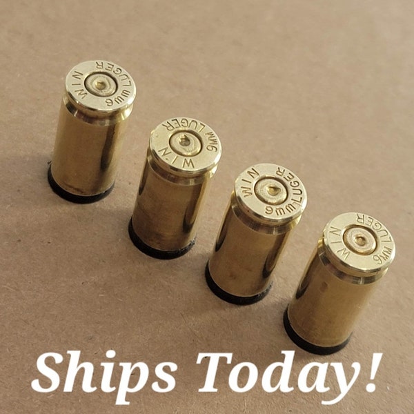 Tire Valve Stem Caps. Handmade. Real Spent 9mm Brass Shell Casings. Unique! Valve Stems. Gift. Dad. Uncle. Son. 9mm. Set Of 4. SHIPS TODAY!