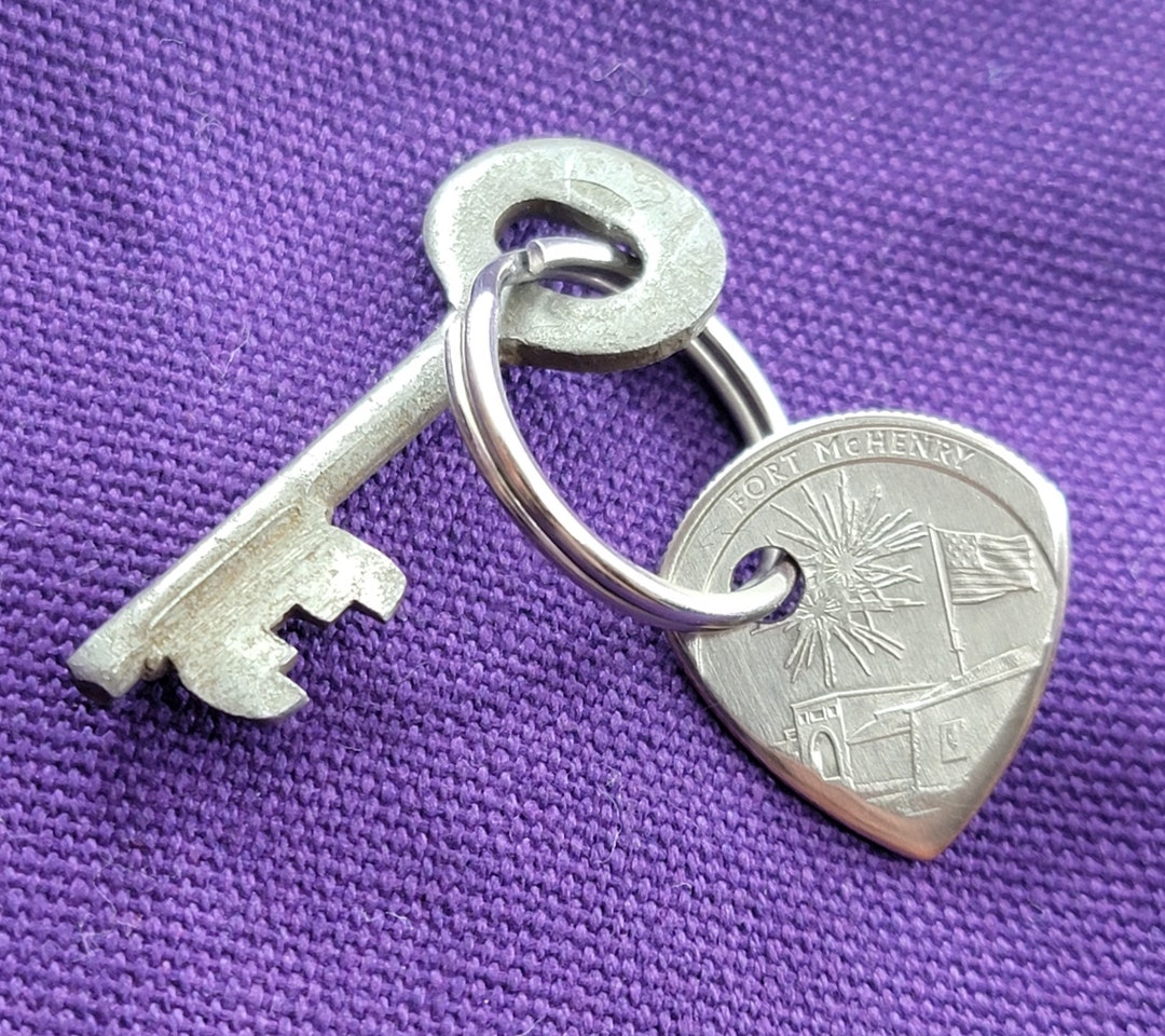 Coin Guitar Pick With Key Ring. Fort Mchenry Quarter. Handmade Guitar