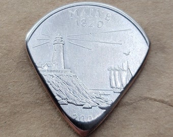 Coin Guitar Pick. Maine State Quarter. Handmade Guitar Pick. Maine. SHIPS TODAY!