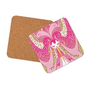Pink Plumage Cork-back coaster