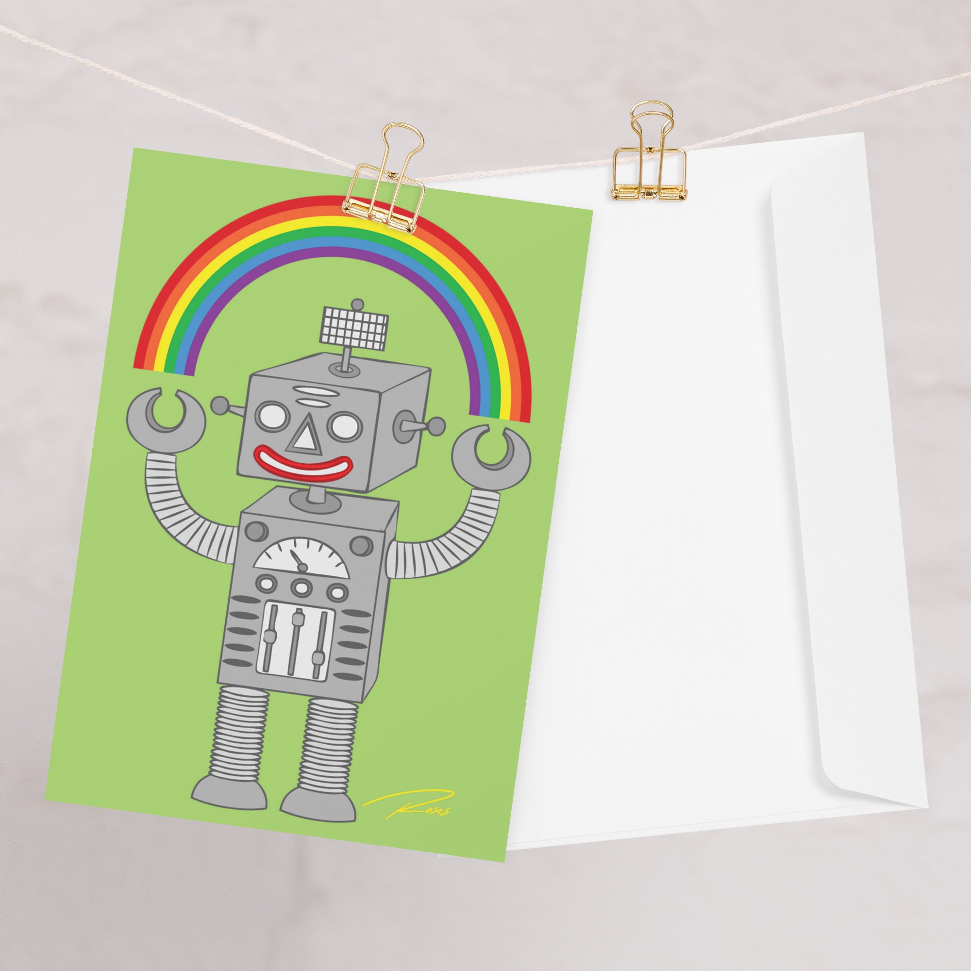 Rainbow Robot Greeting card