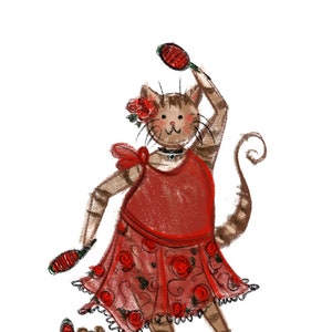Let's Pawty Cat Postcard – Grazioso Tabby che balla la salsa – Divertente biglietto di auguri per gatti
