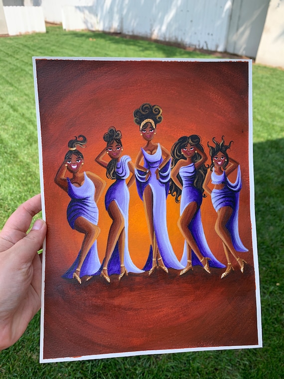 Muses From Disney's Hercules – Hand-painted Gouache & Metallic
