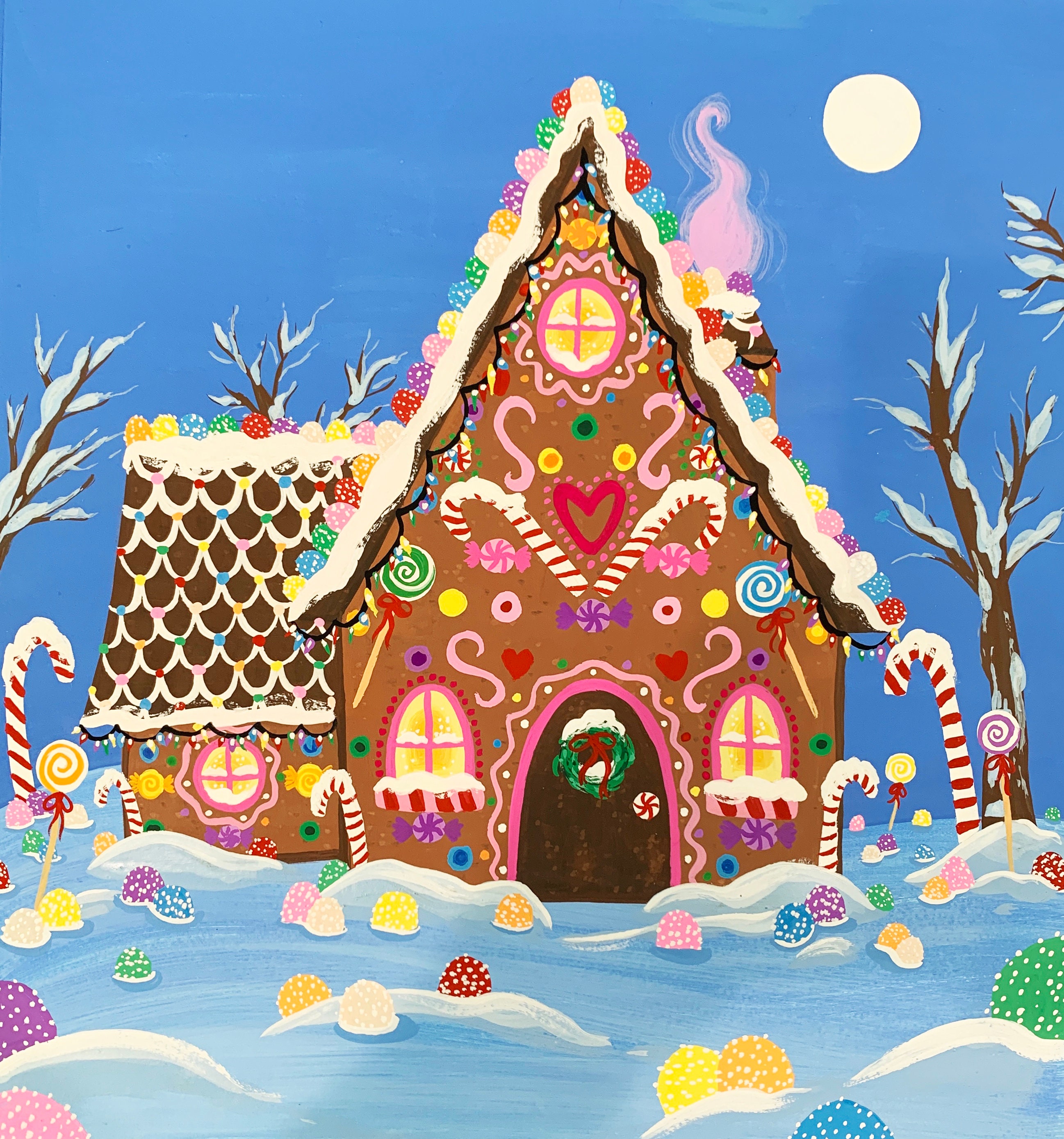 Gingerbread House Painting Etsy