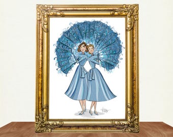 Betty & Judy ‘Sisters, Sisters’ White Christmas Movie Print – Retro Holiday Wall Art
