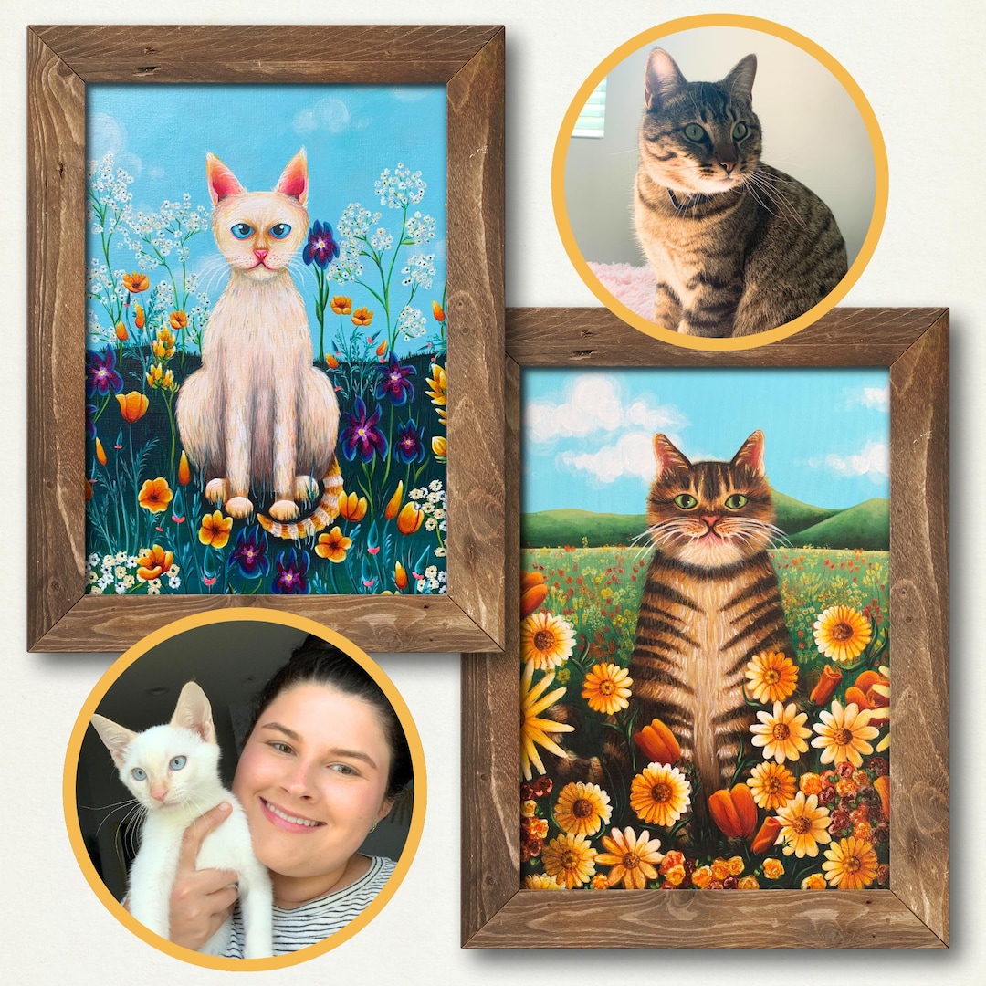 Custom Hand-painted Pet Portrait on Canvas– Personalized Dog or Cat Art ...