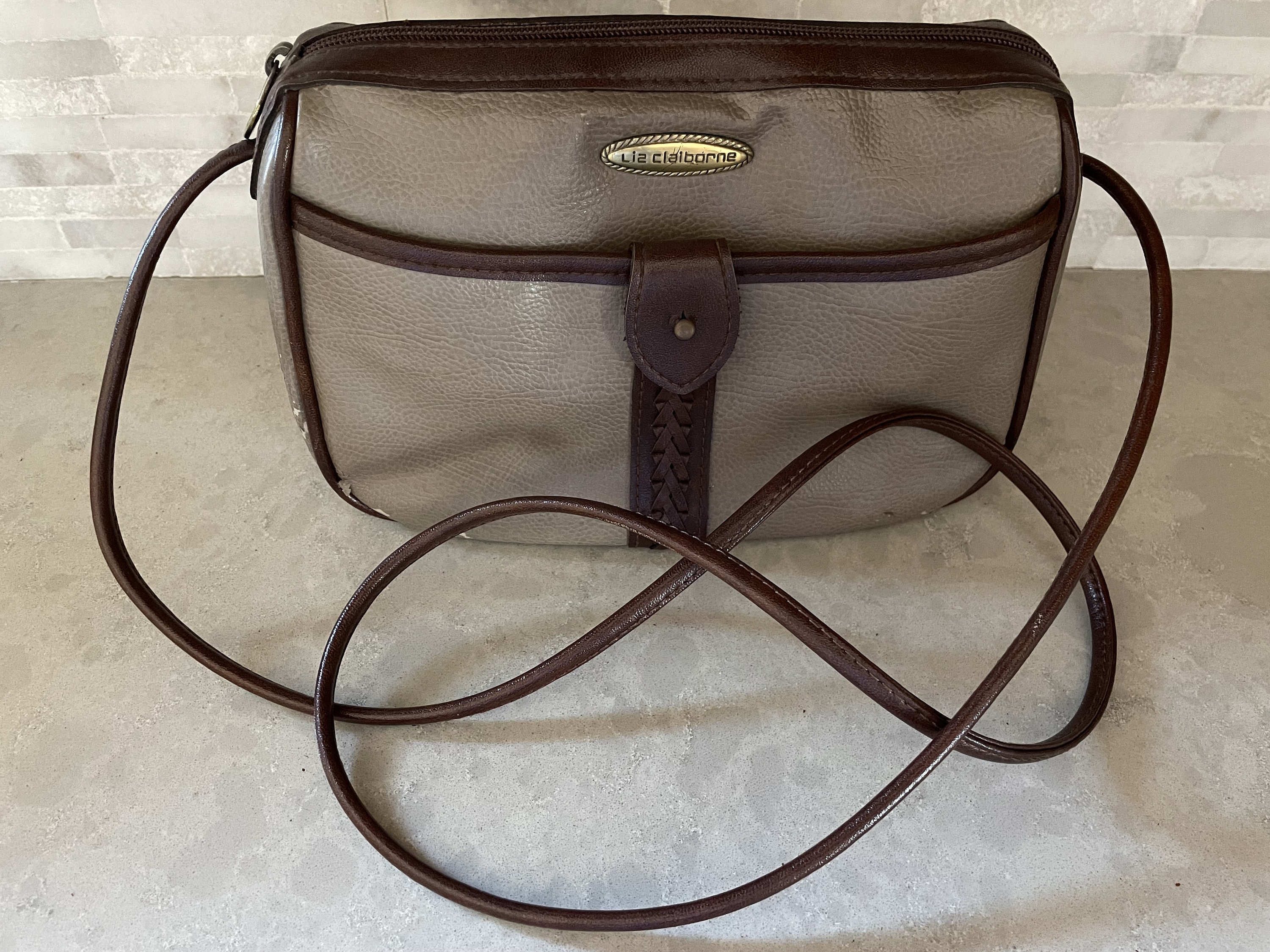 Liz claiborne brown leather purse sale