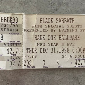 Black Sabbath 1998 Vorverkaufsstelle