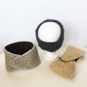 Woolen ear warmer headband, wide warm headband, natural headband, wool with linen, unisex, New Year present image 4