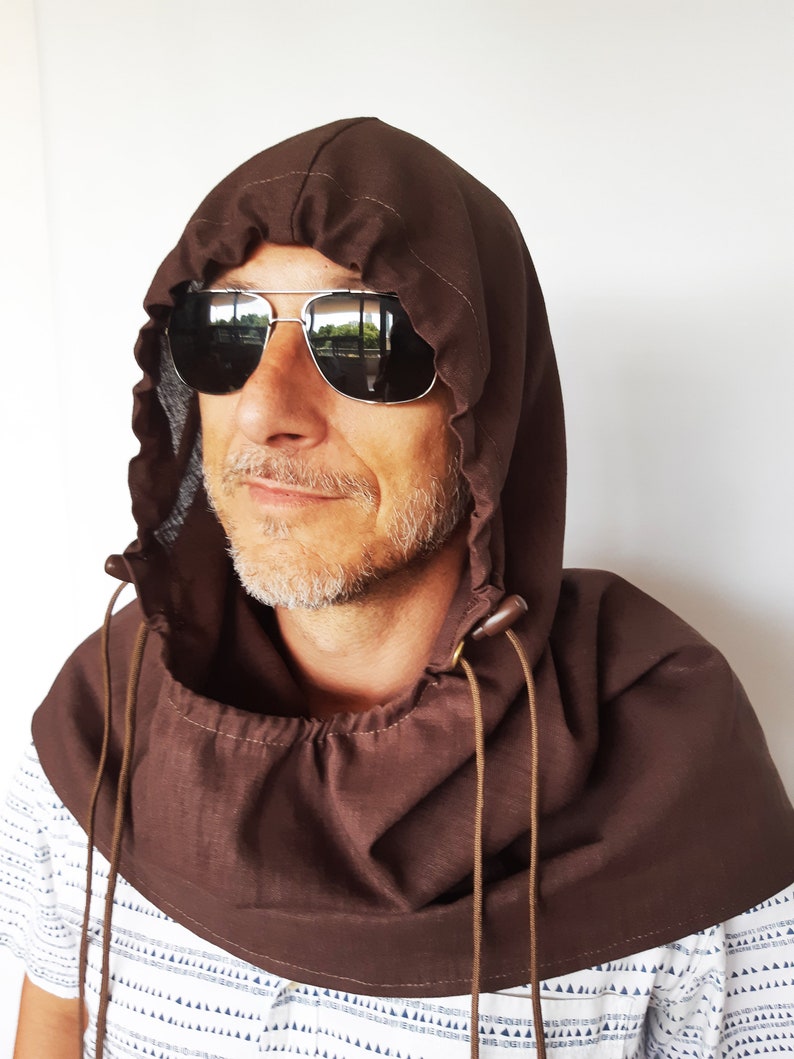 UV protection head neck cover face mask natural linen head cover
