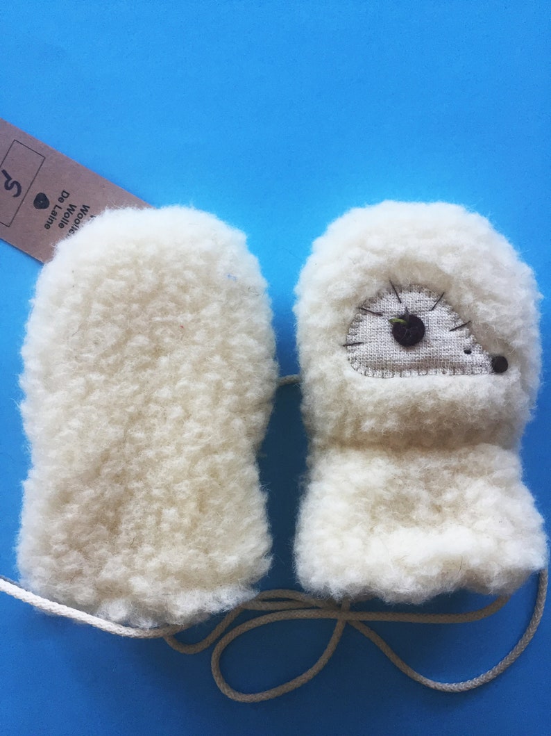 Baby thumbless mittens, organic wool gloves for 6 to 36 months, Christmas present for baby image 3