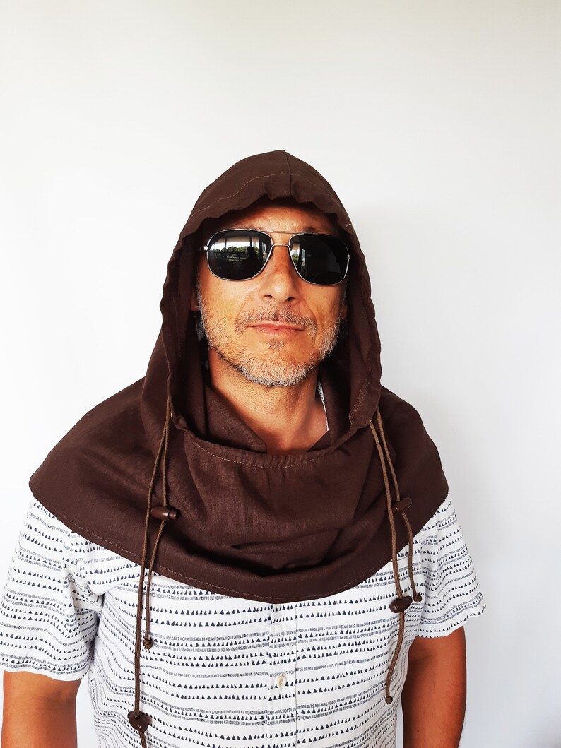 UV protection head neck cover face mask natural linen head cover