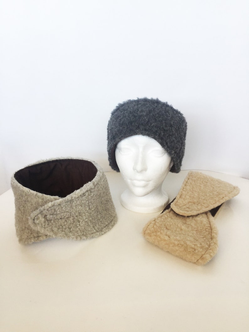 Woolen ear warmer headband, wide warm headband, natural headband, wool with linen, unisex, New Year present image 3