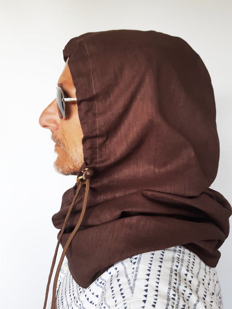 UV protection head neck cover face mask natural linen head cover