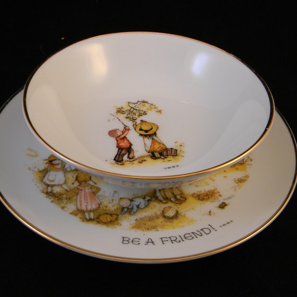 Holly Hobbie "To Have A Friend ... Be A Friend" Bowl and Plate