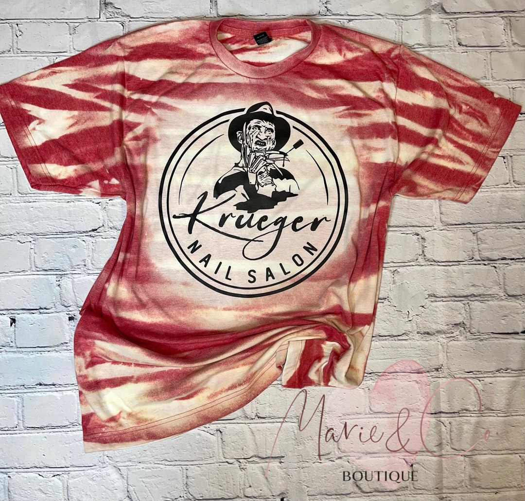 Halloween Nail Salon Bleached Tshirt Etsy