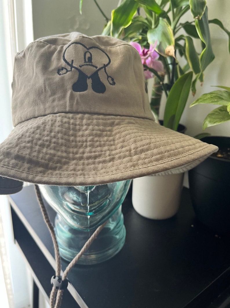 Bad Bunny Bucket Hat With String Embroidered 