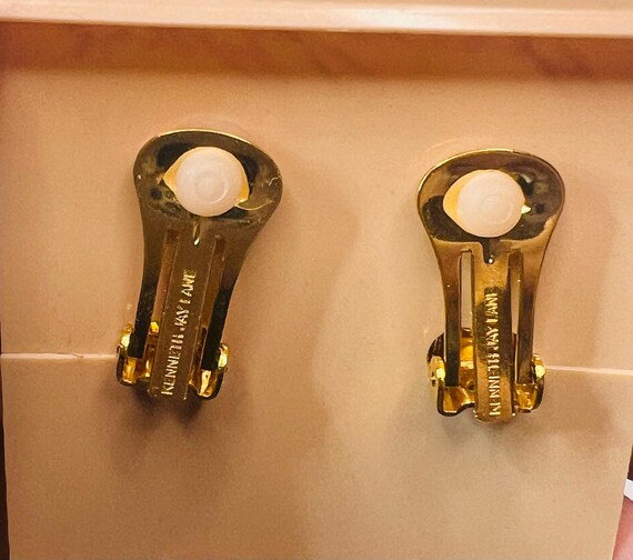 Vintage Kenneth Jay Lane Gold Tone Clip On Earrin… - image 5