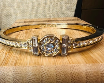 Vintage Givenchy Crystal Flower Flex Bracelet(rose Gold