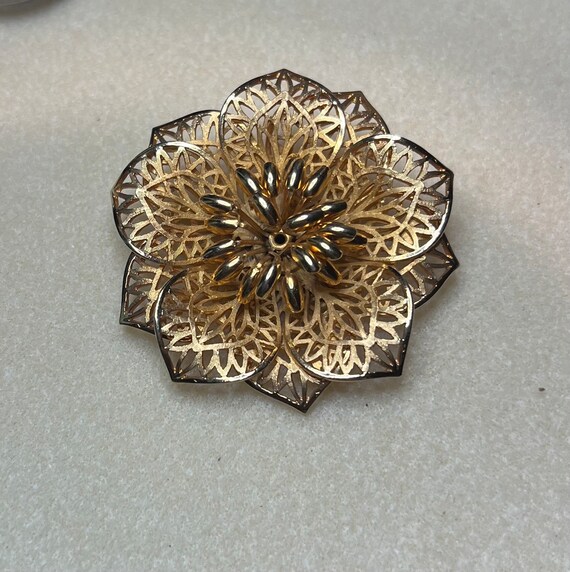 Vintage Coro Gold Tone Flower Brooch Hard To Find Pin Etsy France