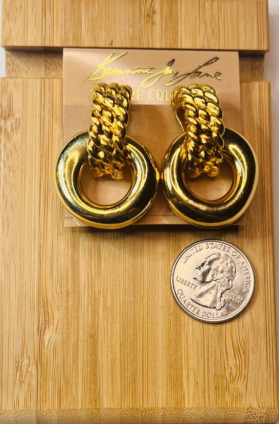 Vintage Kenneth Jay Lane Gold Tone Clip On Earrin… - image 7