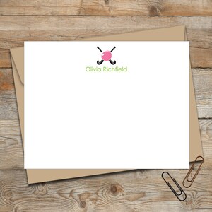 Personalized Flat Note Cards/Personalized Stationery/Personalized Kids Note Cards/Field Hockey Note Cards/Girl's Stationery/Boy's Stationery