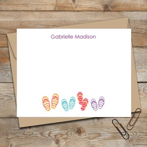 Personalized Flat Note Cards/Personalized Stationery/Personalized Flip Flop Note Cards/Womens Stationery/Girls Stationery/Summer/Beach Shoes