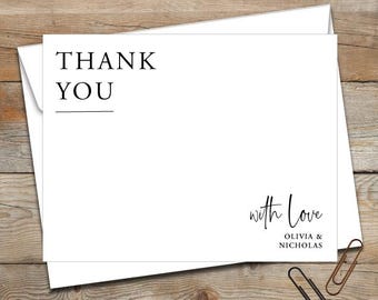 Personalized Wedding Thank You Notes/Personalized Wedding Stationery/Flat Stationery