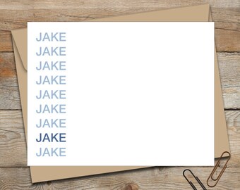 Personalized Flat Note Cards/Personalized Stationery/Personalized Typography Note Cards/Stationery Set/Boys Note Cards/Girls Note Cards