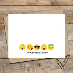 Personalized Flat Note Cards/Personalized Stationery/Personalized Kids Note Cards/Emoji Note Cards/Stationery Set/Family Stationery/Smiley