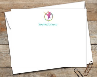 Personalized Flat Note Cards/Personalized Stationery/Personalized Kids Note Cards/Ballerina Note Cards/Girls Stationery/Dancing/Ballet