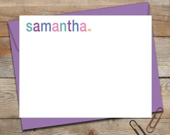 Personalized Typography Stationery/Kids Stationery/Flat Stationery Set